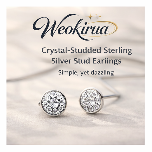 Weokirua™ Crystal-Studded Sterling Silver Stud Earrings