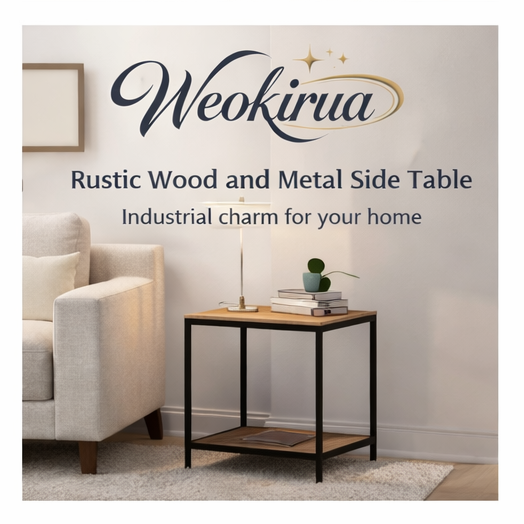 Weokirua™ Rustic Wood and Metal Side Table